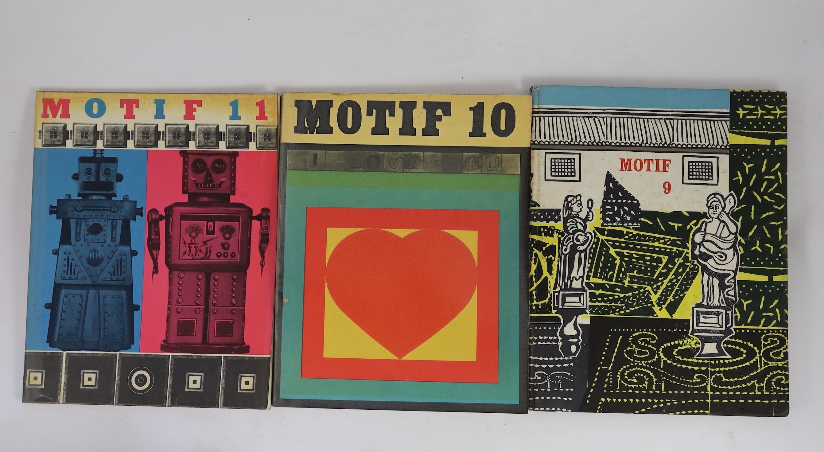 Motif…Motif: A Journal of the Visual Arts, edited by Ruari Mclean, numbers 1-13 (all published) 4to, original boards or wraps, The Shenval Press, London, 1958-64